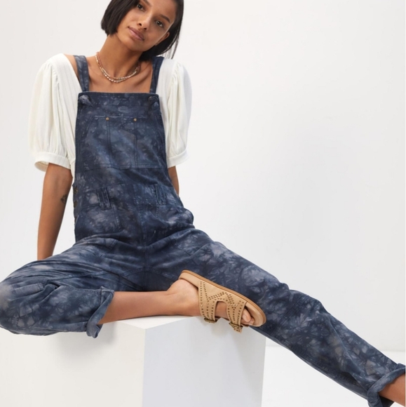Anthropologie Pants - Anthropologie Pilcro The Wanderer Relaxed Overalls in Blue Tie Dye